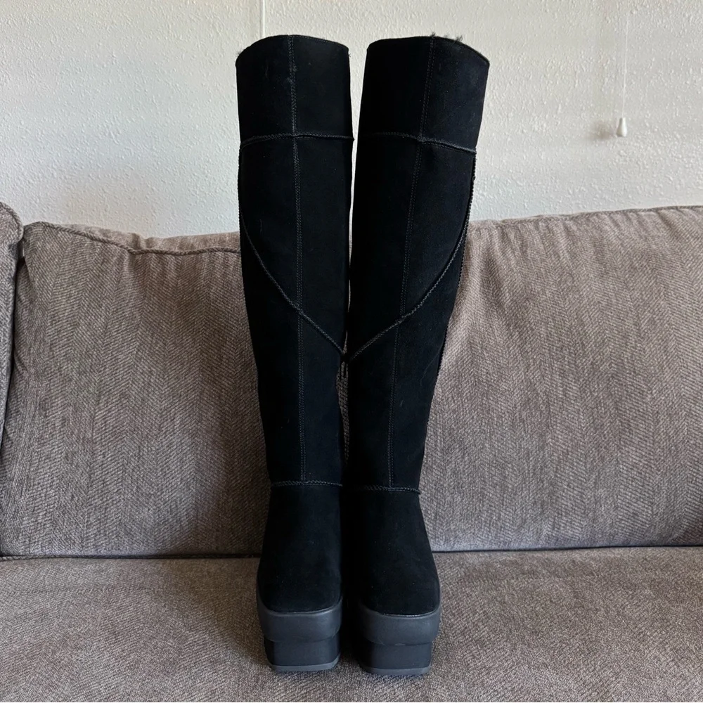 UGG New Heights Platform Xtra Over-the-Knee Black Boots
